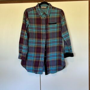 EUC Soft Surroundings Plaid Flannel Tunic top - Size PETITE SMALL (4-6).